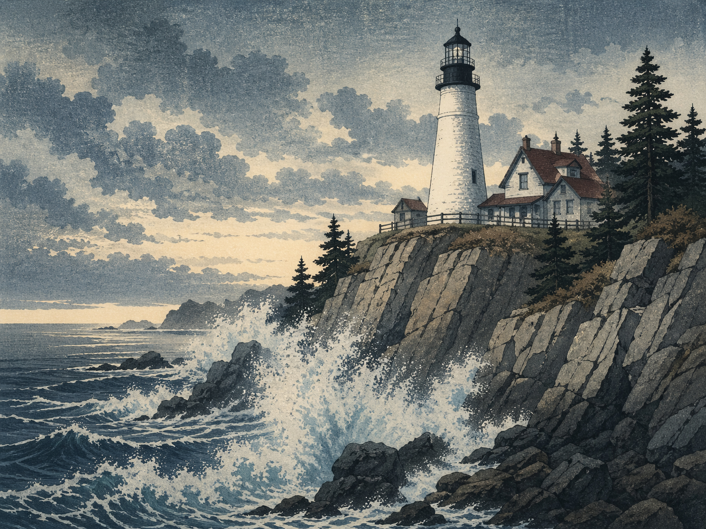 岩の海岸と灯台